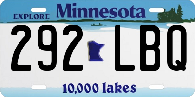 MN license plate 292LBQ