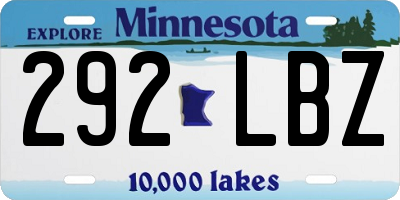 MN license plate 292LBZ