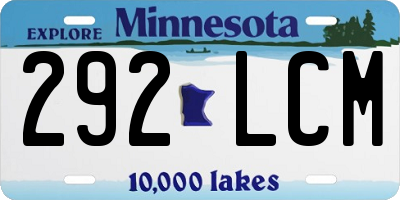 MN license plate 292LCM