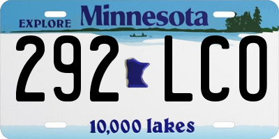 MN license plate 292LCO