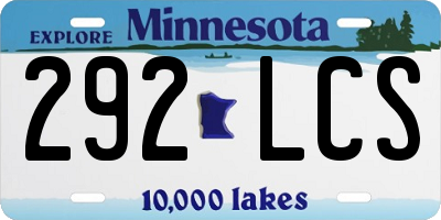 MN license plate 292LCS