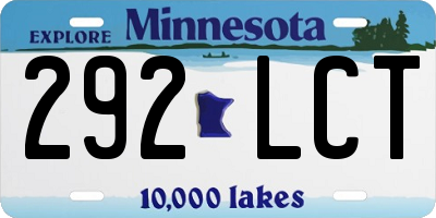MN license plate 292LCT