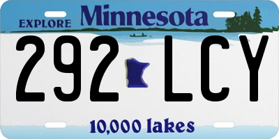 MN license plate 292LCY