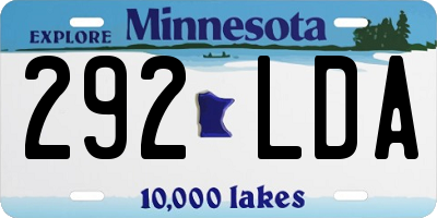 MN license plate 292LDA