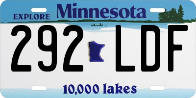 MN license plate 292LDF