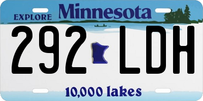 MN license plate 292LDH