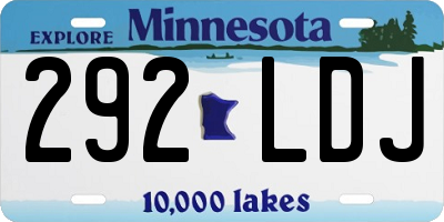 MN license plate 292LDJ