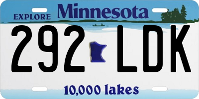 MN license plate 292LDK