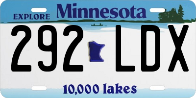 MN license plate 292LDX