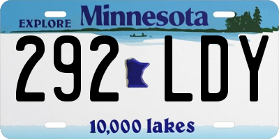 MN license plate 292LDY