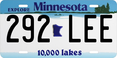 MN license plate 292LEE
