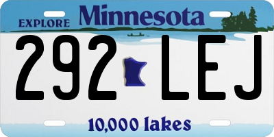 MN license plate 292LEJ