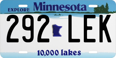 MN license plate 292LEK