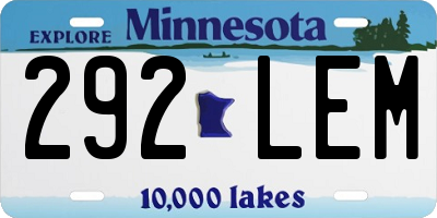 MN license plate 292LEM