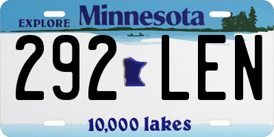 MN license plate 292LEN