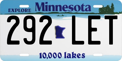 MN license plate 292LET
