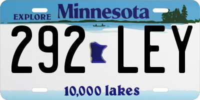 MN license plate 292LEY