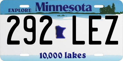 MN license plate 292LEZ
