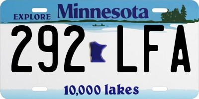 MN license plate 292LFA