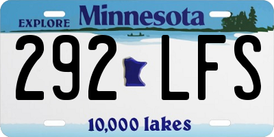 MN license plate 292LFS