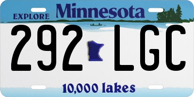 MN license plate 292LGC