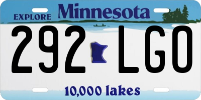 MN license plate 292LGO