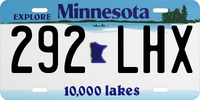 MN license plate 292LHX