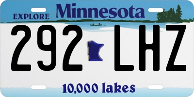 MN license plate 292LHZ