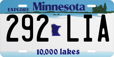 MN license plate 292LIA