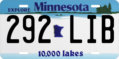 MN license plate 292LIB