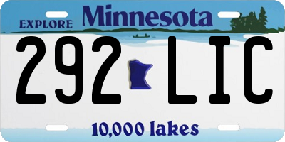 MN license plate 292LIC
