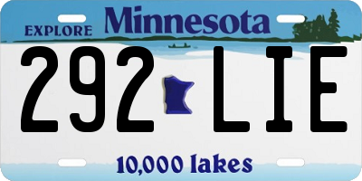 MN license plate 292LIE