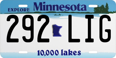 MN license plate 292LIG