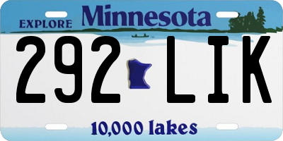 MN license plate 292LIK