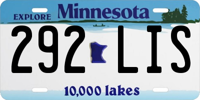MN license plate 292LIS
