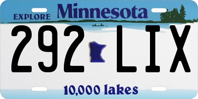 MN license plate 292LIX
