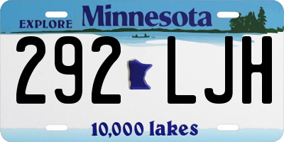 MN license plate 292LJH