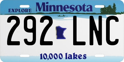 MN license plate 292LNC