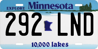 MN license plate 292LND