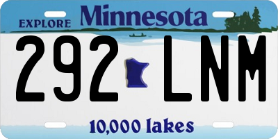 MN license plate 292LNM