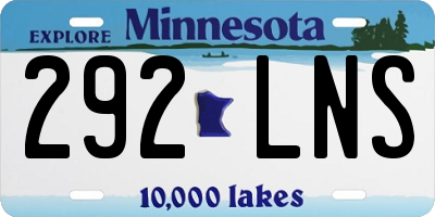 MN license plate 292LNS