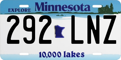 MN license plate 292LNZ