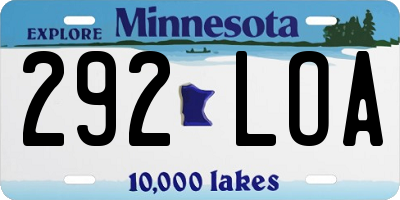 MN license plate 292LOA