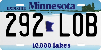 MN license plate 292LOB