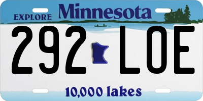 MN license plate 292LOE