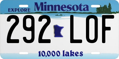 MN license plate 292LOF