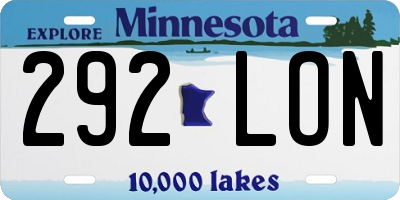MN license plate 292LON