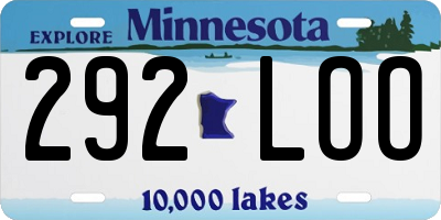MN license plate 292LOO