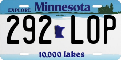 MN license plate 292LOP