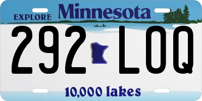 MN license plate 292LOQ